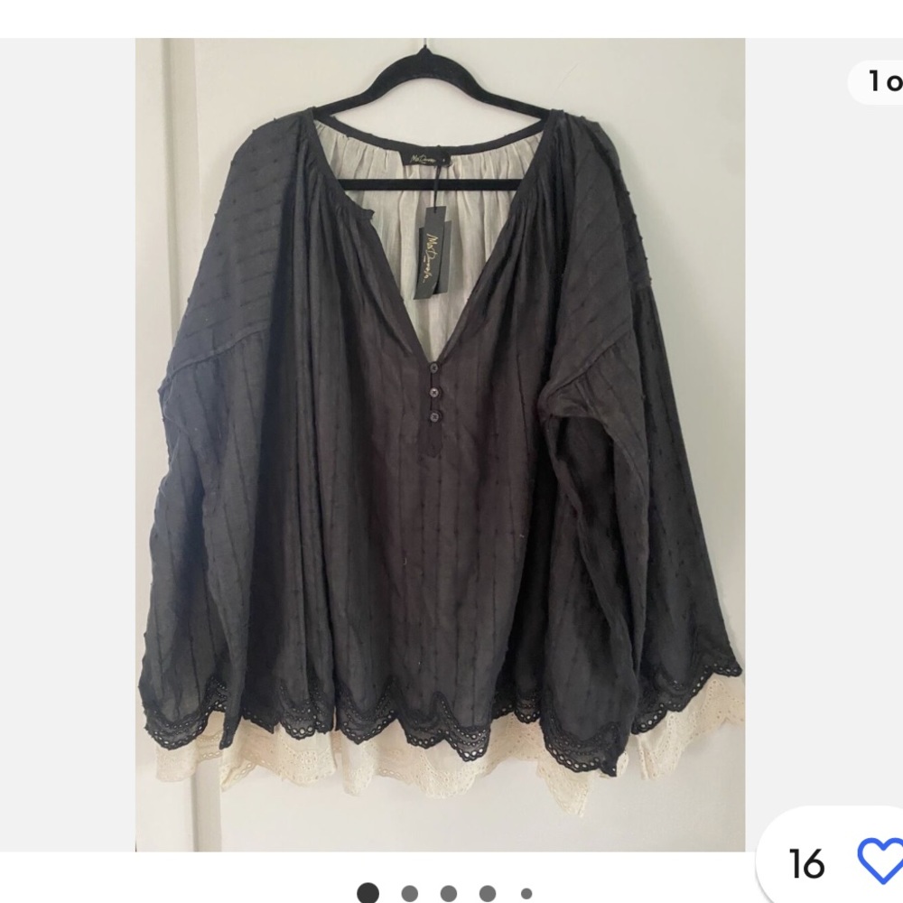 Mes Demoiselle Owen Blouse Cotton with lace underlay Size medium